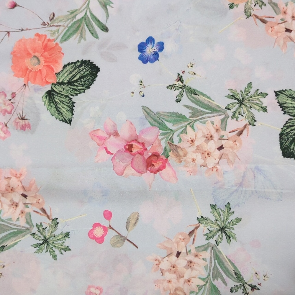 Express Women's Cold Shoulder Light Blue Floral Top Size Large - Picture 5 of 10